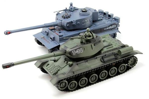 Радиоуправляемый танковый бой Т34 и Tiger Zegan 1:28 2.4G - ZEG-99824