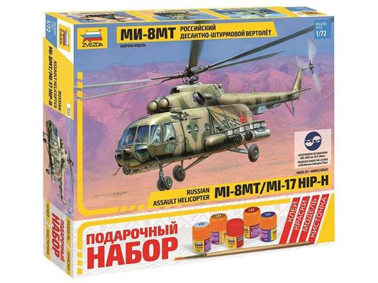 Модель Сборная ZVEZDA Российский вертолет Ми-8МТ, подарочный набор, 1:72