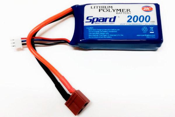 Аккумулятор Li-Po Spard 2000mAh, 7,4V, 20C, T‐plug для Remo Hobby 1/16, Himoto 1/18. YT923560HHHH