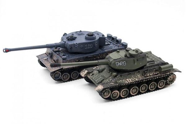 Радиоуправляемый танковый бой T34 Tiger масштаб 1:28 с эффектом грязи ZEGAN 99824D