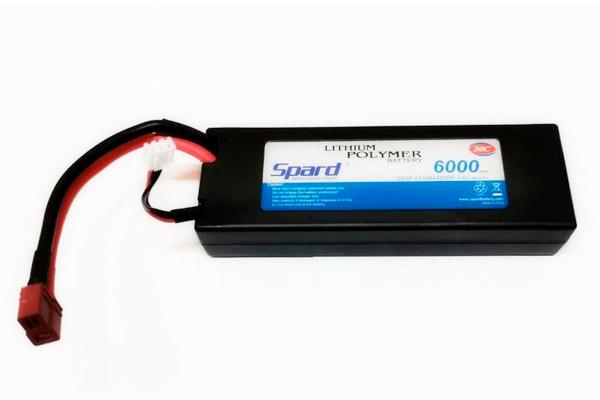 Аккумулятор Li-Po Spard 6000mAh, 7,4V, 30C, T‐plug для Remo Hobby и Himoto 1/10, 1/8. YT1044121PP