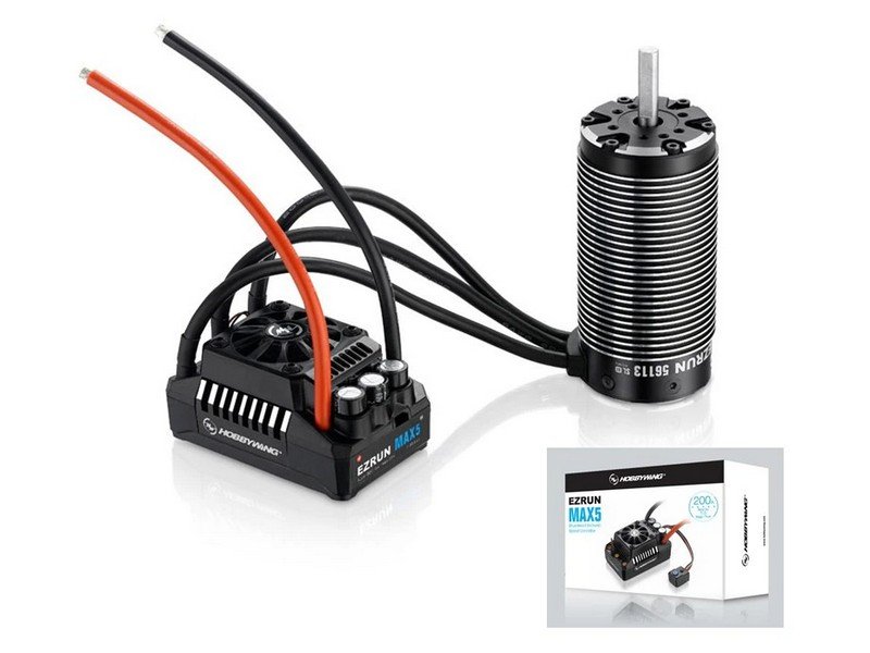Бесколлекторная бессенсорная система Hobbywing COMBO-MAX5-56113/800KV (200A, 1/5) влагозащита - HW-38010600