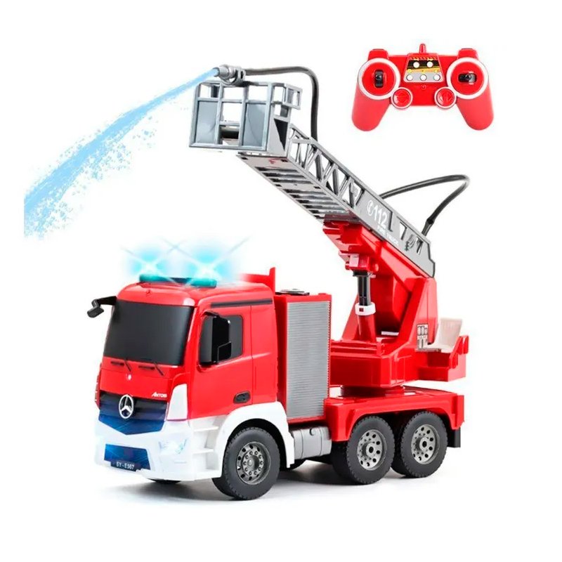 Радиоуправляемая пожарная машина Double Eagle Mercedes-Benz Actros, брызгает водой 1:20 - E527-003