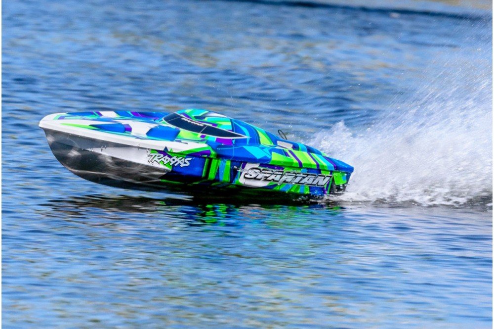 Радиоуправляемый катер TRAXXAS Spartan TSM (ready to Bluetooth module) Green с электродвигателем - TRA57076-4-G