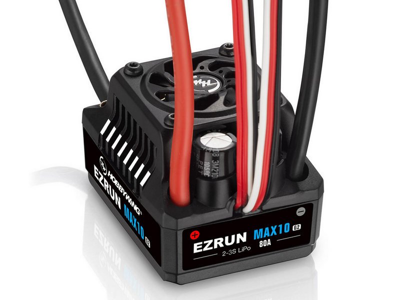 Бесколлекторный регулятор Hobbywing EZRUN MAX10 G2-80A (80A-520A, 1/10) влагозащищённый - HW-30102604
