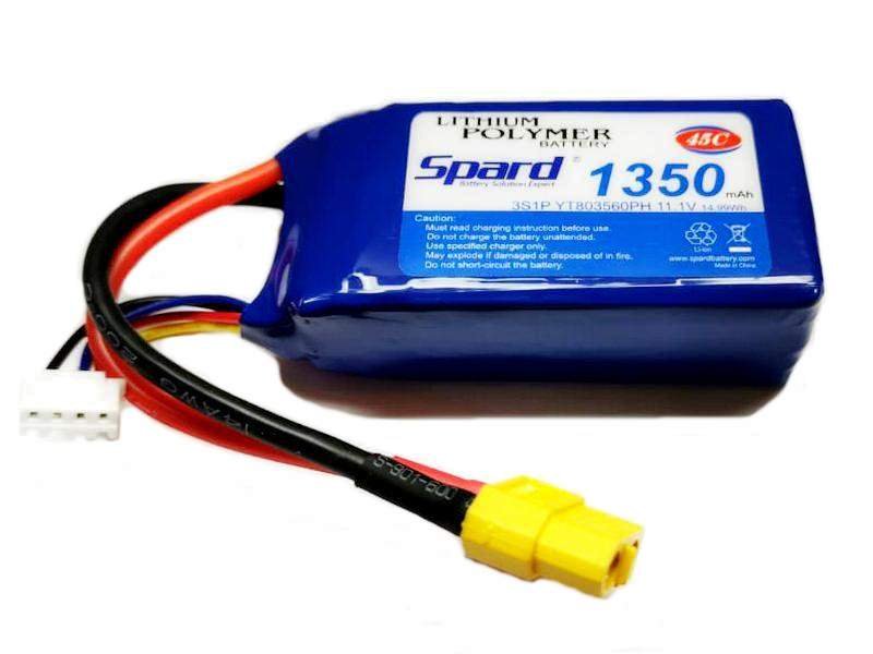 Аккумулятор Li-Po Spard 1350mAh, 11,1V, 45C, XT60 - YTA003