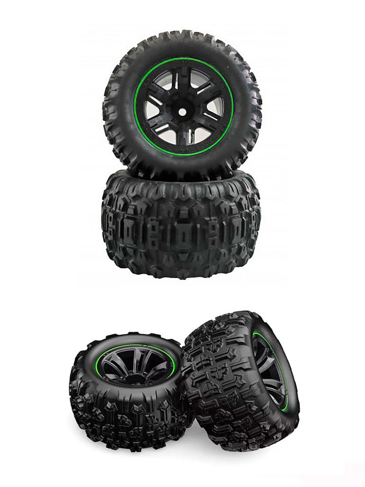 Колесо в сборе 16300S для автомодели MJX 16108, зеленое, 2 шт - MJX-16300S