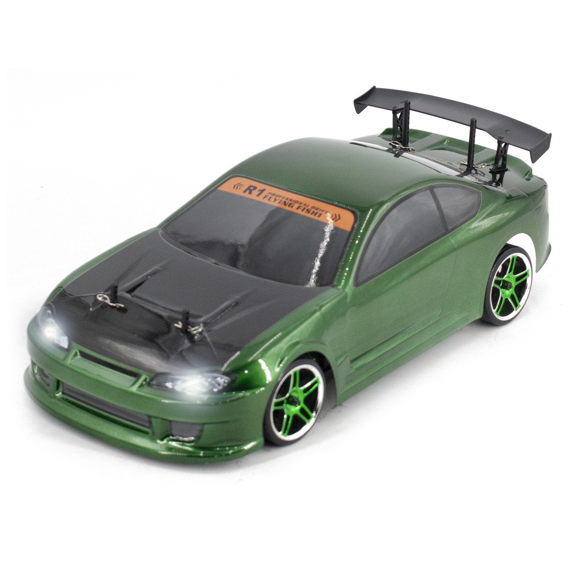 Радиоуправляемый автомобиль для дрифта HSP Flying Fish 1 LED фары 4WD 1:10 - 94123T-12363-Green