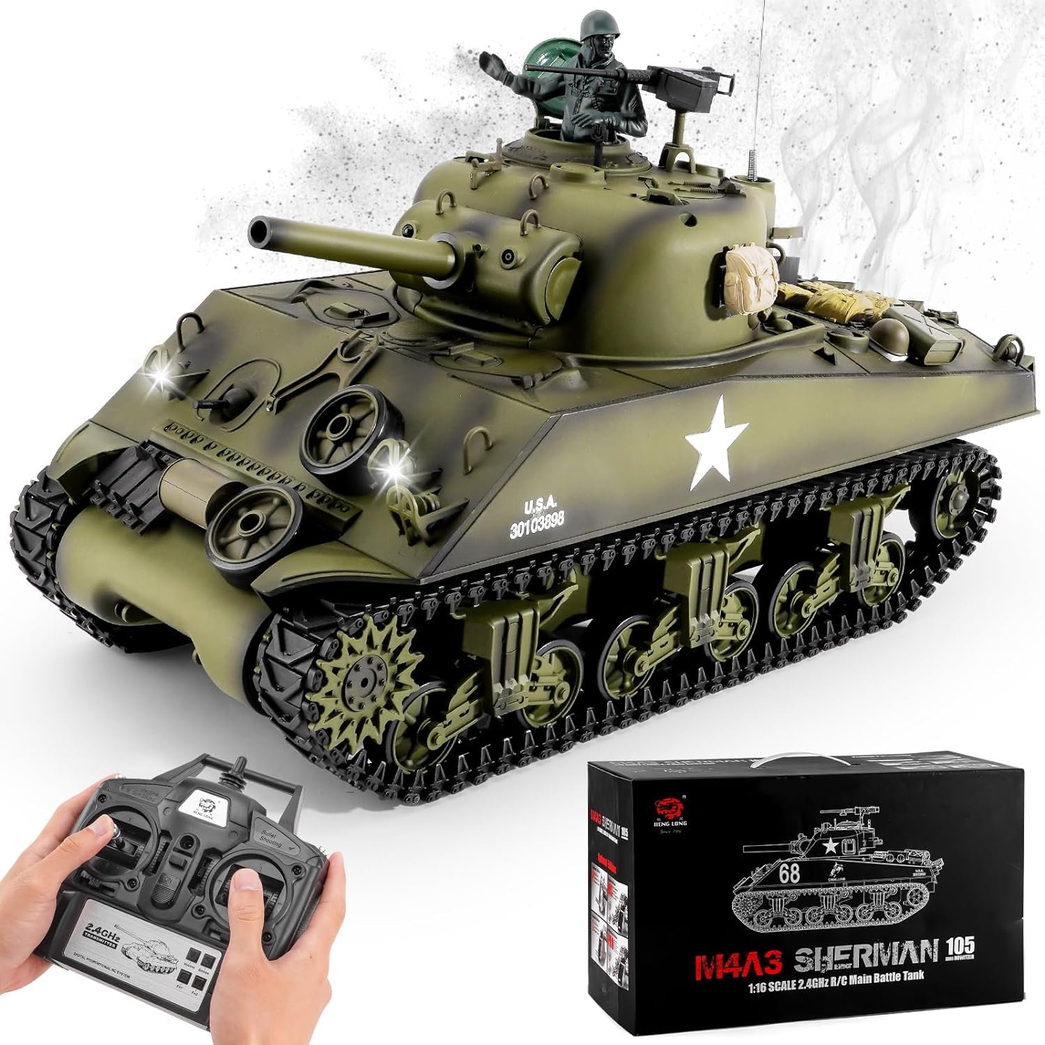 Радиоуправляемый танк Heng Long U.S. M4A3 Sherman 1:16 - 3898-1 V7.0