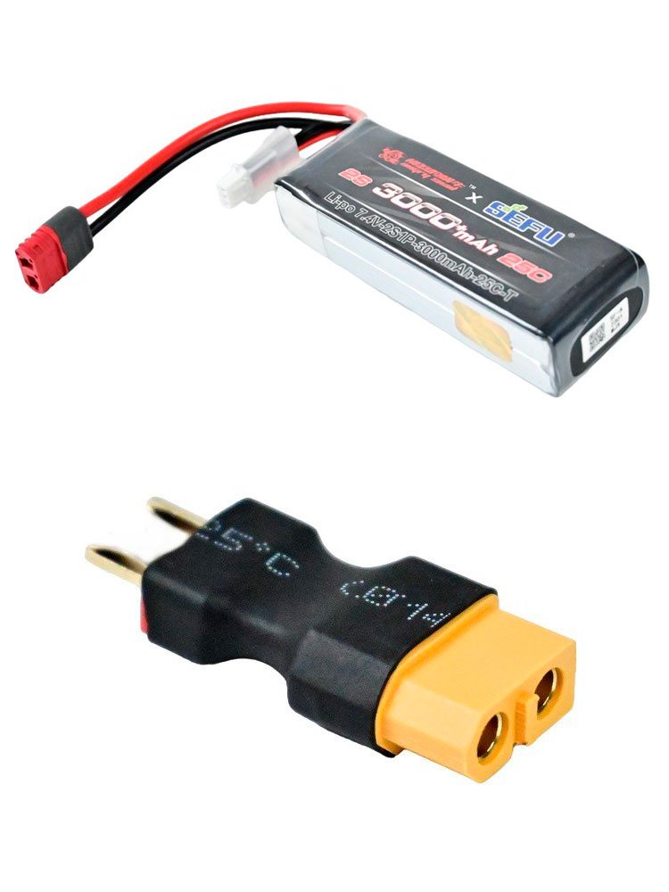 Аккумулятор Li-Po 3000mAh, 7,4V, 25C, T‐plug для автомоделей MJX в 12,14,16 масштабах - MJX-9.1.01.2.0019