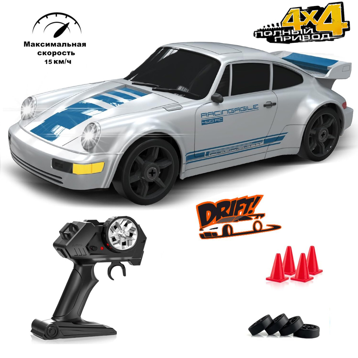 Радиоуправляемая машина для дрифта NQD Porsche 911 GT RS 4WD 1:24 - 757-4WD33A