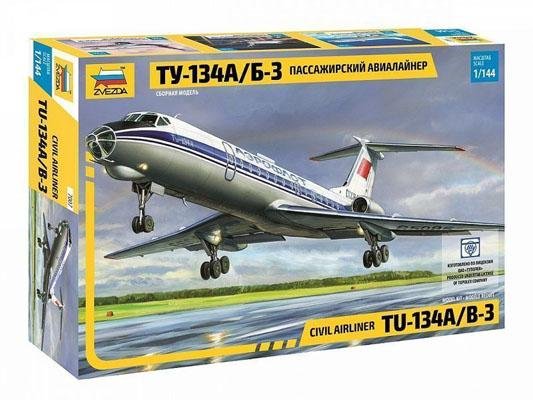 Модель Сборная ZVEZDA Пассажирский авиалайнер ТУ-134А/Б-3, 1:144