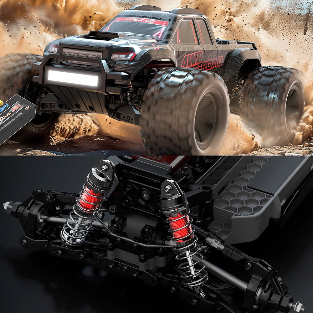 Радиоуправляемая машина монстр MJX Hyper Go 10208 (черный) Brushless 4WD 2.4G LED 1/10, без ЗУ и акб - MJX-10208-BLACK