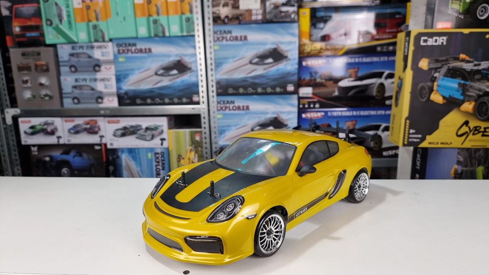 Радиоуправляемая машина для дрифта HSP Flying Fish 1 масштаб 1:10 4WD 2.4G 718 Cayman GT4 - 94123|GT4-03 Yellow