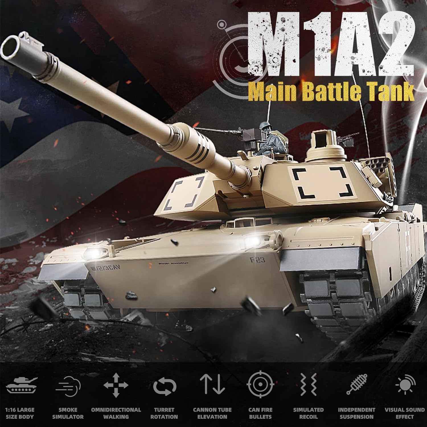 Радиоуправляемый танк Heng Long US M1A2 Abrams Pro V7.0 масштаб 1:16 RTR 2.4G - 3918-1Pro V7.0