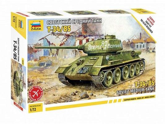 Модель Сборная ZVEZDA Советский танк Т-34/85 (сборка без клея), 1:72