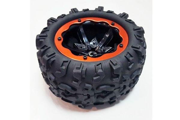 Колесо в сборе для монстра (левое оранжевое) Remo Hobby - P3978-1O L