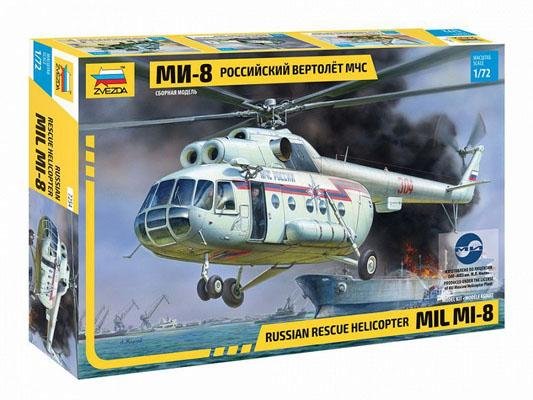 Модель Сборная ZVEZDA Российский вертолёт МЧС МИ-8, 1:72