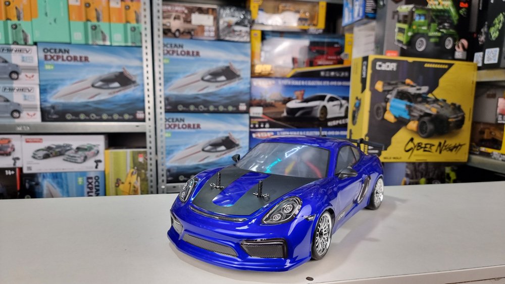 Радиоуправляемая машина для дрифта HSP Flying Fish 1 масштаб 1:10 4WD 2.4G 718 Cayman GT4 - 94123|GT4-01 Blue