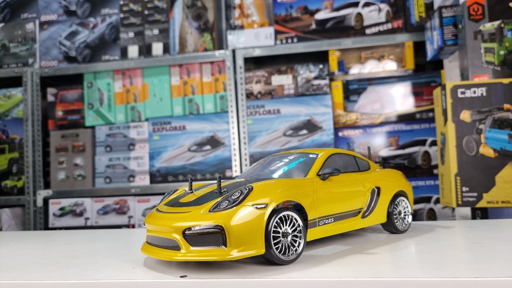 Радиоуправляемая машина для дрифта HSP Flying Fish 1 масштаб 1:10 4WD 2.4G 718 Cayman GT4 - 94123|GT4-03 Yellow