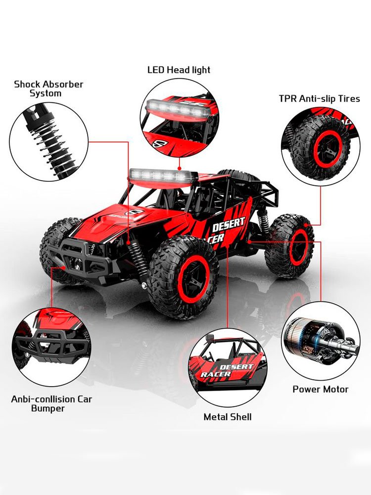 Радиоуправляемый внедорожник Volantex RC Desert King красный 2WD 2.4G 1/16 RTR - EXAC7850101RB2