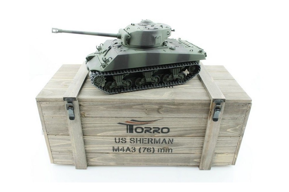 Радиоуправляемый танк Torro Sherman M4A3 76mm, 1/16 2.4G, ВВ-пушка, деревянная коробка TR1114213060