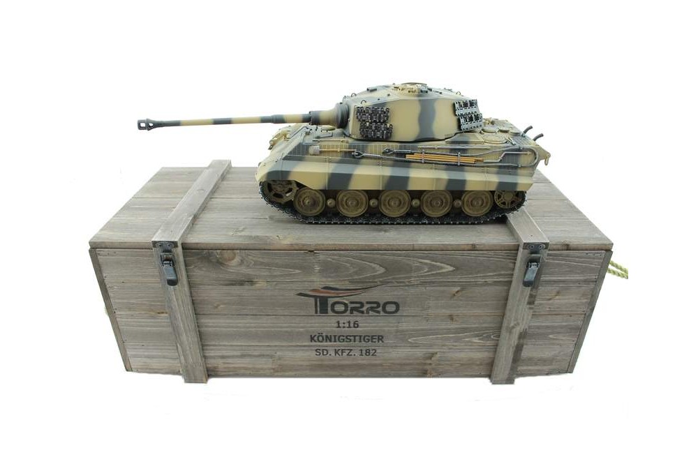 Радиоуправляемый танк Torro King Tiger 1/16, ВВ-пушка, дым, деревянная коробка V3.0 2.4G RTR TR11709-CA-3.0