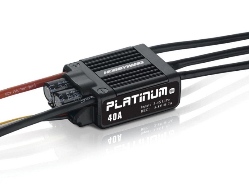 Бесколлекторный регулятор Hobbywing PLATINUM-40A-V4 (40A-60A, Aircraft, Heli) - HW-30215001