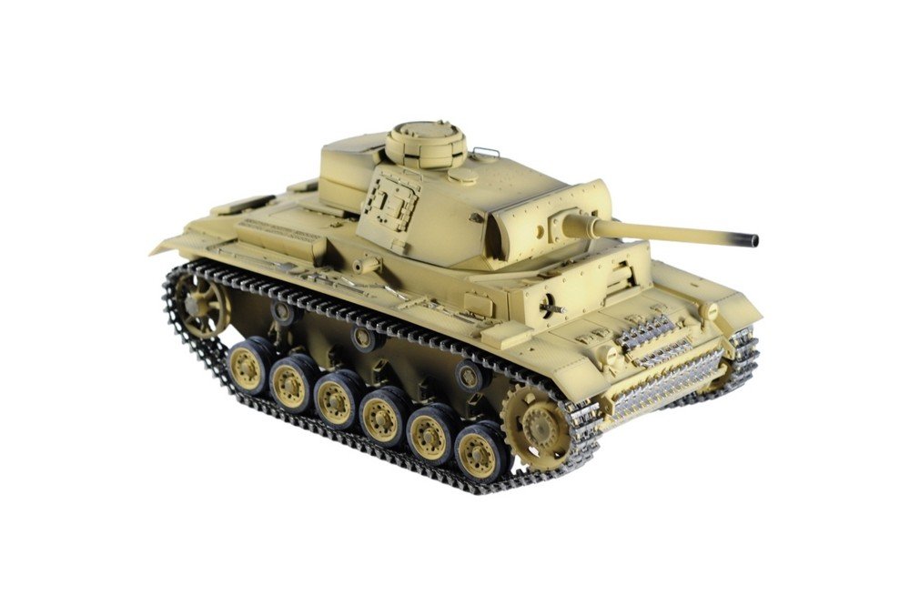 Радиоуправляемый танк Taigen 1/16 Panzerkampfwagen III (Германия) дым, свет (для ИК боя) V3 2.4G RTR пустыня - TG3848-BD-IR3.0