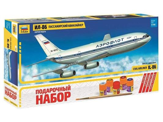 Модель сборная ZVEZDA Пассажирский Авиалайнер Ил 86, подарочный набор, 1:144