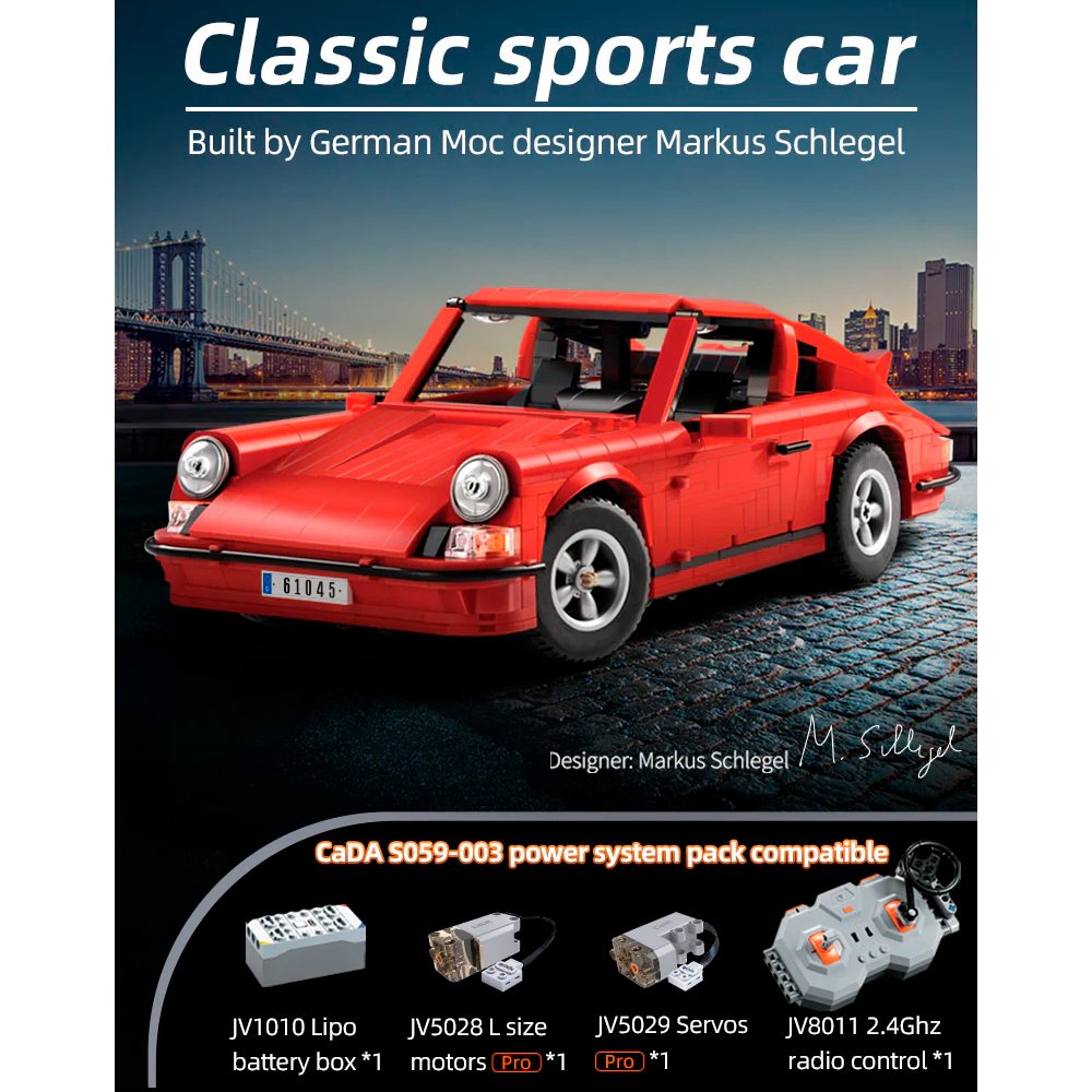 Конструктор CADA Porsche 911, 1429 деталей - C61045W