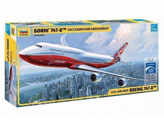 Модель Сборная ZVEZDA Пассажирский авиалайнер Боинг 747-8, 1:144