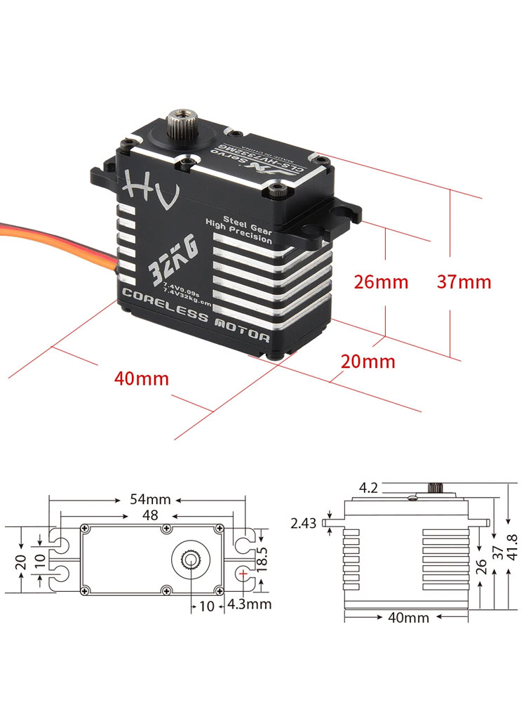 Сервомашинка цифровая JX Servo CLS-HV7332MG (73г/32.3/0.09/7.4V) Full metal CLS-HV7332MG