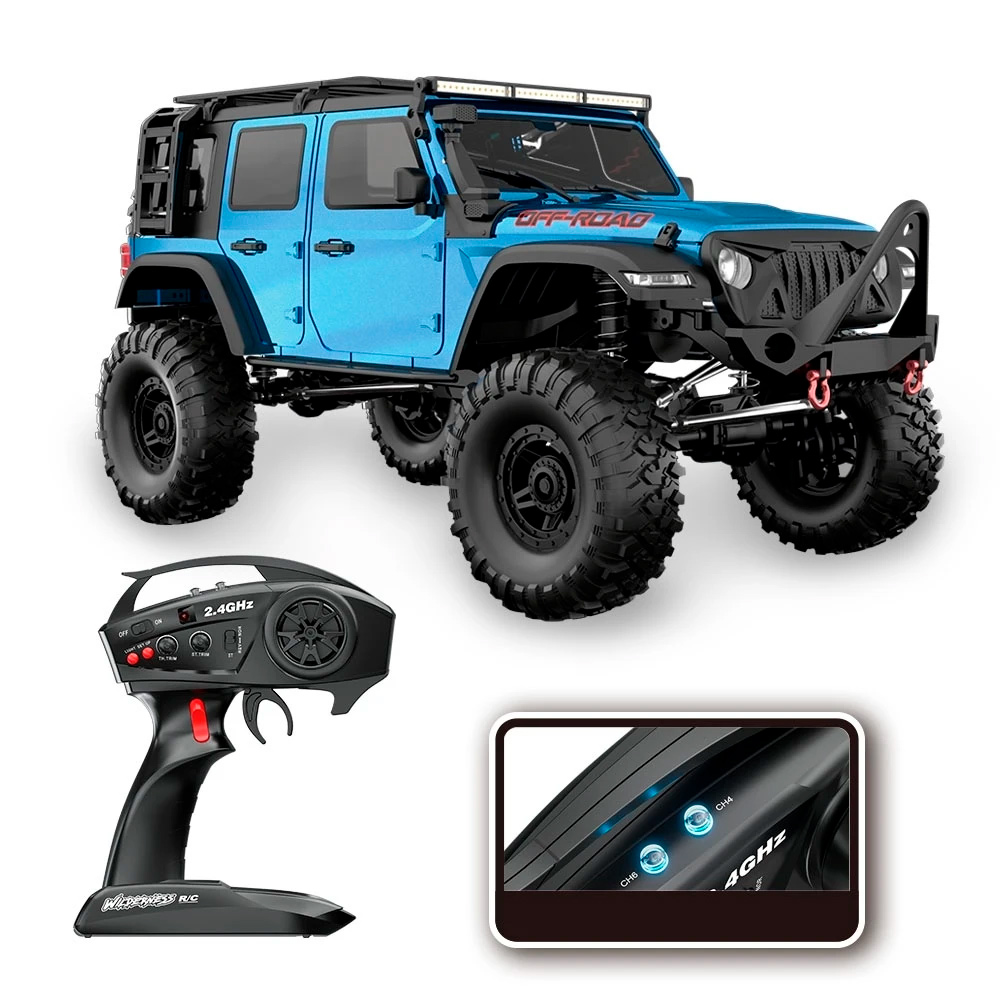 Радиоуправляемая машина краулер Huang Bo 4WD RTR масштаб 1:10 2.4G Rubicon Blue - HB-R1013