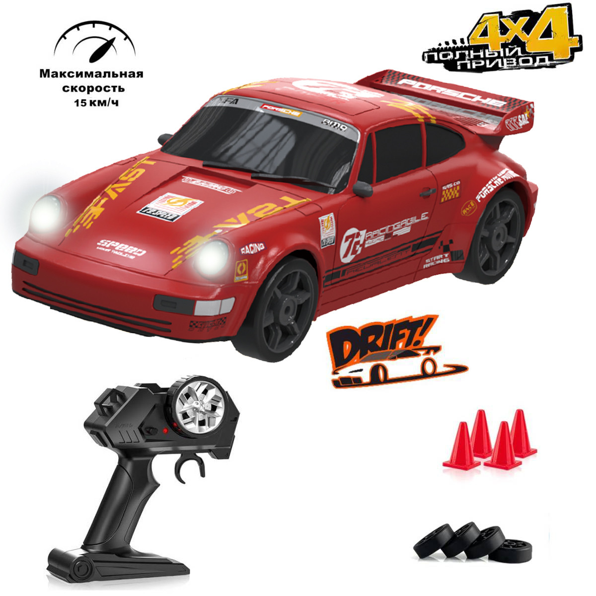 Радиоуправляемая машина для дрифта NQD Porsche 911 GT RS 4WD 1:24 - 757-4WD33D