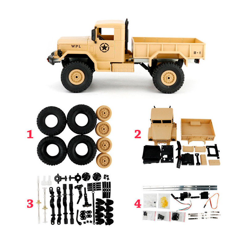 Конструктор для сборки краулера WPL Military Truck масштаб 1:16 KIT - WPLB-14K-Yellow