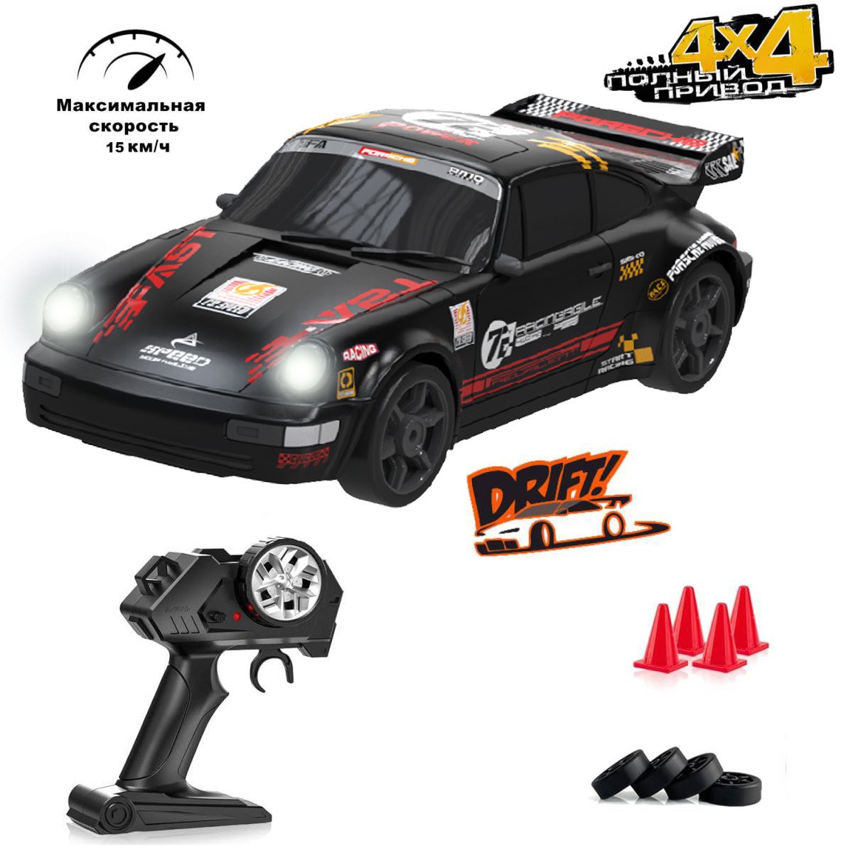Радиоуправляемая машина для дрифта NQD Porsche 911 GT RS 4WD 1:24 - 757-4WD33C