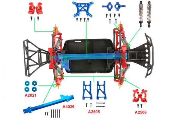 Алюминиевый усилитель верхней деки для Remo Hobby 1/16. A4026
