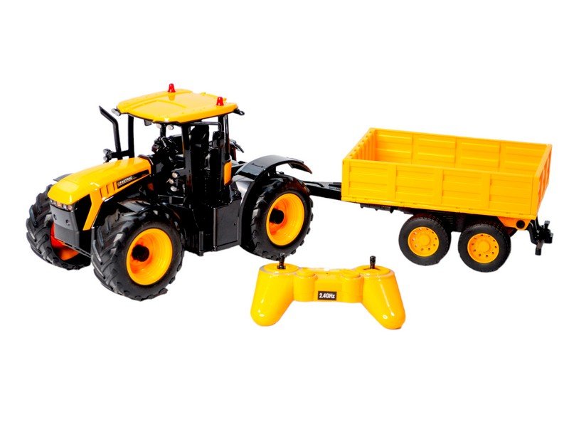 Радиоуправляемый трактор фермерский Double Eagle JCB с прицепом 2.4G масштаб 1:16 - E360-003
