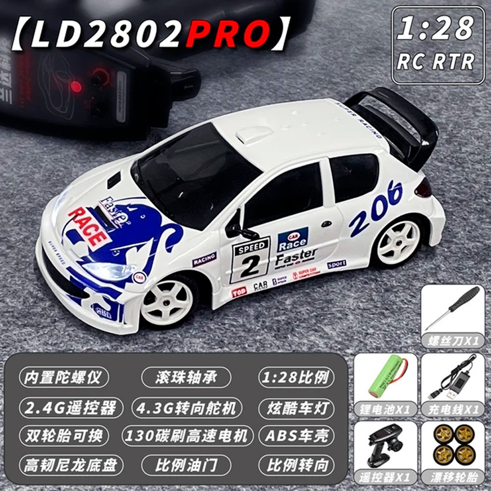 Радиоуправляемая машина для дрифта LD RC масштаб 1:28 4WD 2.4G Peugeot 206 WRC - 2802PRO White