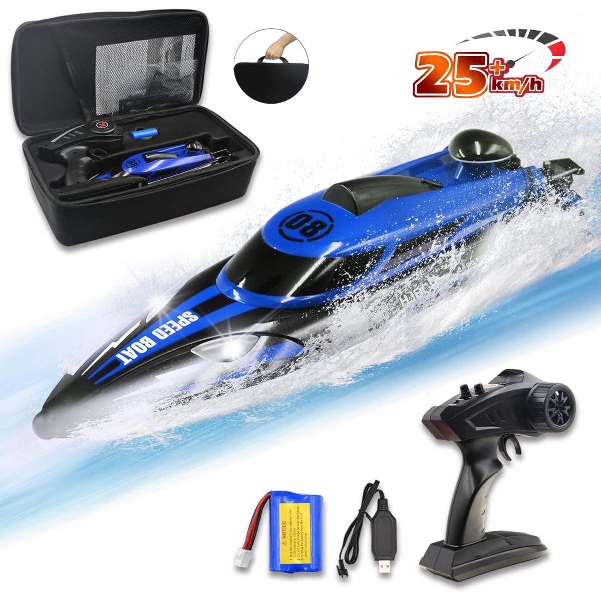 Радиоуправляемый катер HJ Toys Blue SpeedBoat с сумкой (36 см, 25 км/ч) - HJ808-A2-BAG