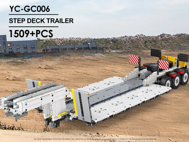 Конструктор RCM прицеп - открытая низкая платформа (1529 деталей) для тягача YC-22013 - YC-GC006