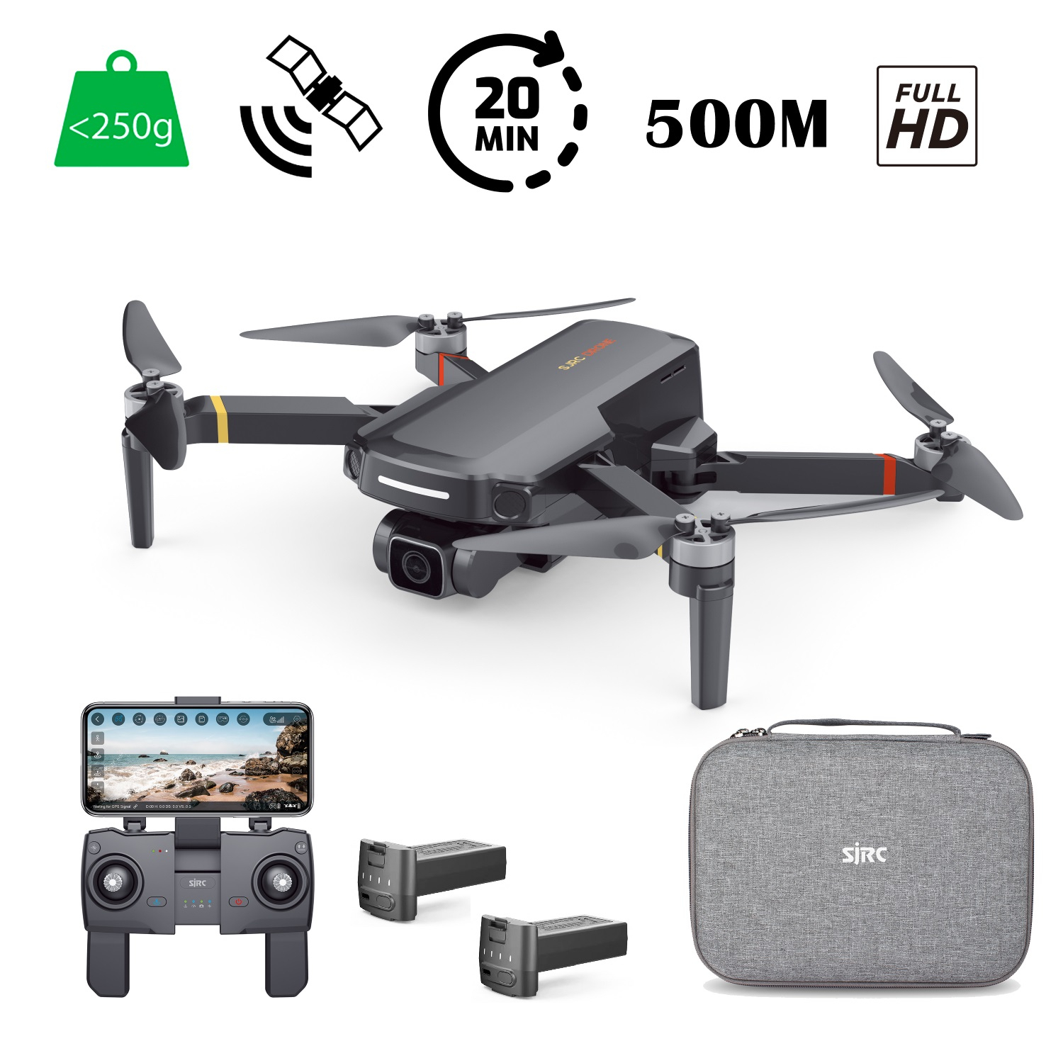 Радиоуправляемый квадрокоптер SJRC F5 2K 5G GPS 2.4G RTF (2 батареи) - SJ-F5-COMBO