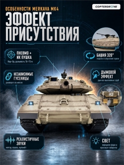 Радиоуправляемый танк Heng Long Merkava MK4 V7.0 масштаб 1:16 2.4G - 3958-1-V7