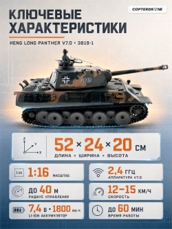 Радиоуправляемый танк Heng Long German Panther 1:16 2.4G - 3819-1 V7.0