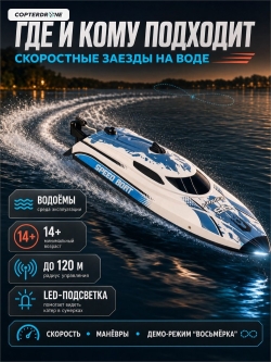 Радиоуправляемый катер CS Toys Wander (30 см, LED, 25 км/ч) - HJ820-WHITE