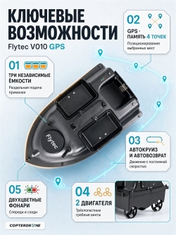 Радиоуправляемый катер для рыбалки Flytec GPS - V010