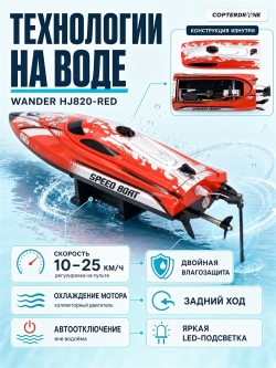 Радиоуправляемый катер CS Toys Wander (30 см, LED, 25 км/ч) - HJ820-RED