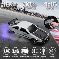 Радиоуправляемая машина для дрифта HB Toyota AE86 (4WD, свет, пар, акб, 1:16) - SC16A03-1