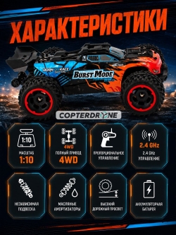 Радиоуправляемый внедорожник Suchiyu 4WD 1:10 - SCY-10101-BLUE